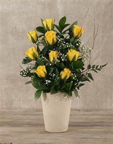 Yellow Roses Vase - florists Polokwane Pietersburg