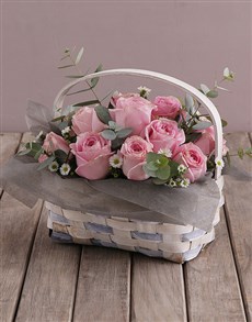 Pink Roses Delivered Near You in A Basket fromthe Polokwane florist