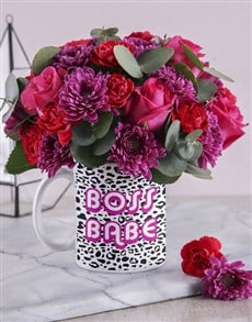 Boss Babe Mug With Mixed Flowers